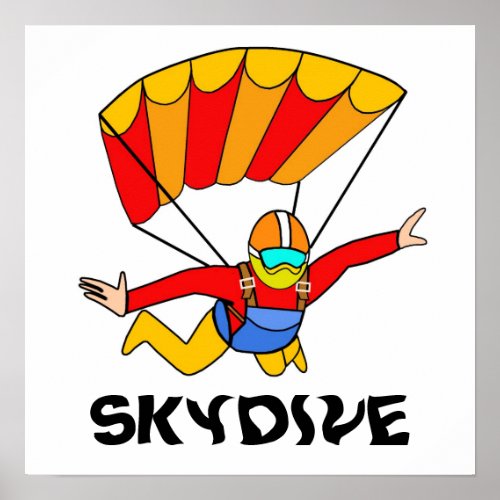 Skydive Red Yello Parachute Poster