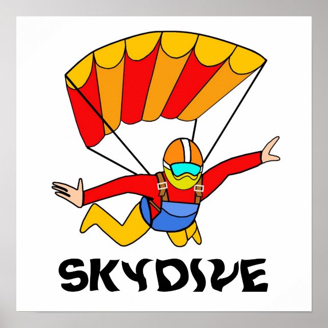 Skydive Red Yello Parachute Poster (Front)