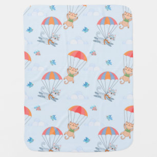 Skydiver Cat Seamless Pattern Baby Blanket
