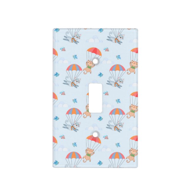 Skydiver Cat Seamless Pattern Light Switch Cover (Front)