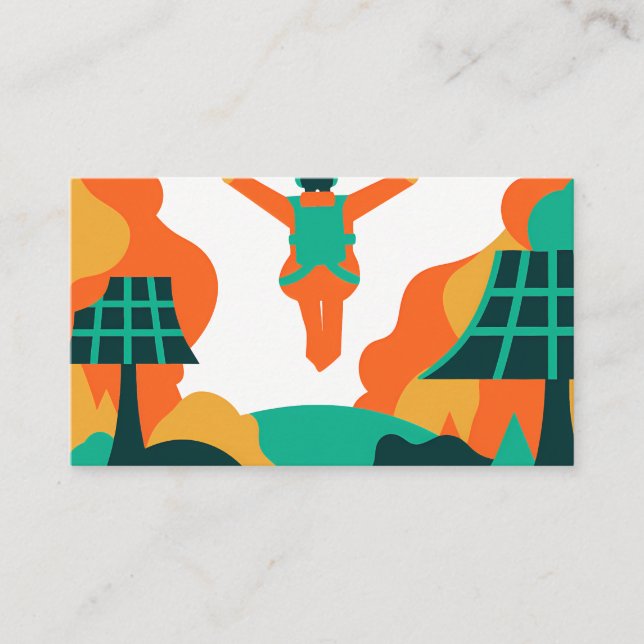 Skydiver Descending Over Solar Powered Landscape Business Card (Front)