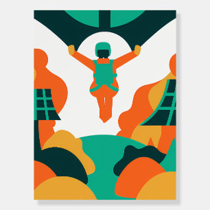 Skydiver Descending Over Solar Powered Landscape Foam Board