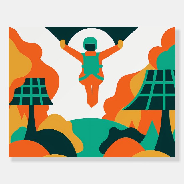 Skydiver Descending Over Solar Powered Landscape Foam Board (Front)