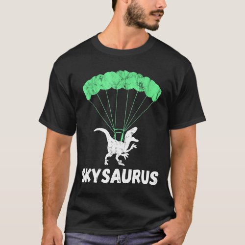 Skydiver Dinosaurs Skydiving Parachute Jumping Tre T_Shirt
