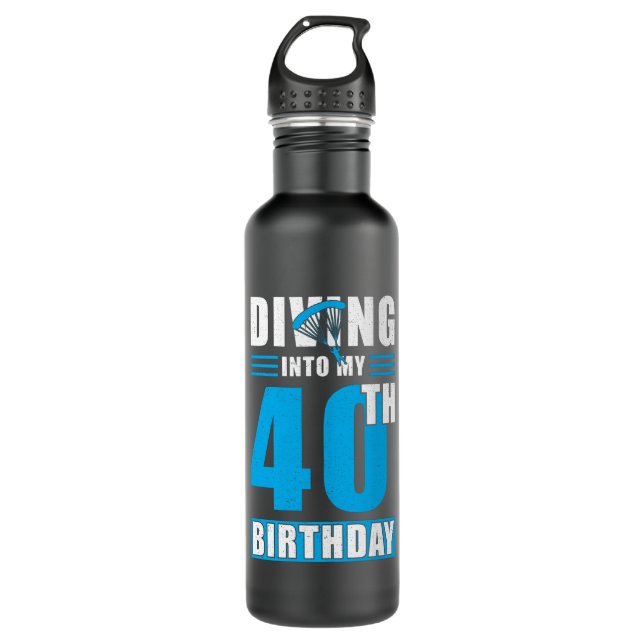Skydiver Gift 40th Birthday Stainless Steel Water Bottle (Front)