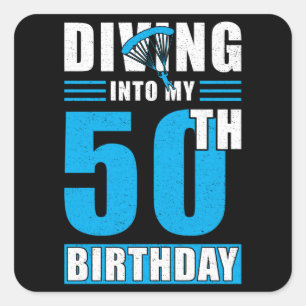 Skydiver Gift 50th Birthday Square Sticker