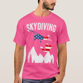 Skydiver Jump From The Plane Us Flag Skydiving T-Shirt