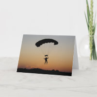 Skydiver Parachute at Sunset Card