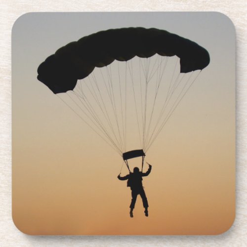 Skydiver Parachute at Sunset Sky Diver Beverage Coaster