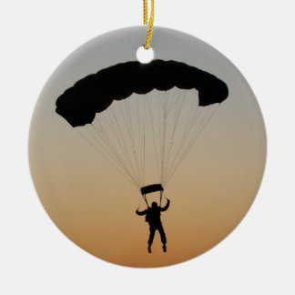 Skydiver Parachute at Sunset Sky Diver Ceramic Ornament