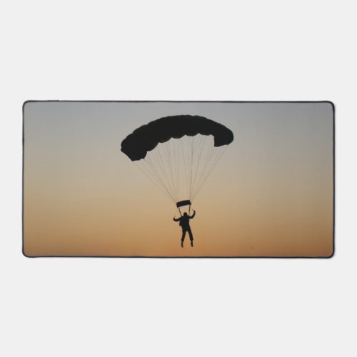 Skydiver Parachute at Sunset Sky Diver Desk Mat