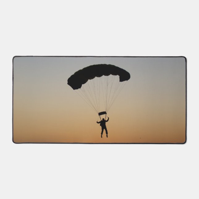 Skydiver Parachute at Sunset Sky Diver Desk Mat (Front)