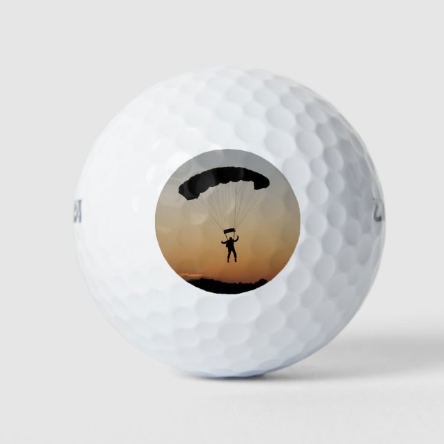 Skydiver Parachute at Sunset Sky Diver Golf Balls (Front)