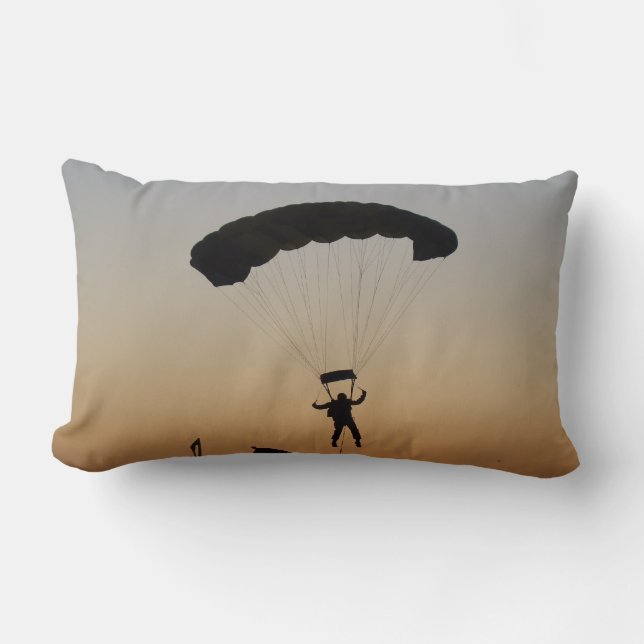 Skydiver Parachute at Sunset Sky Diver Lumbar Pillow (Front)