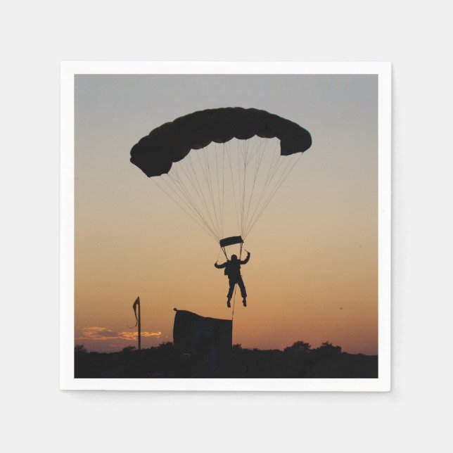 Skydiver Parachute at Sunset Sky Diver Napkins (Front)