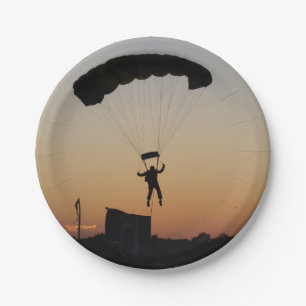 Skydiver Parachute at Sunset Sky Diver Paper Plates