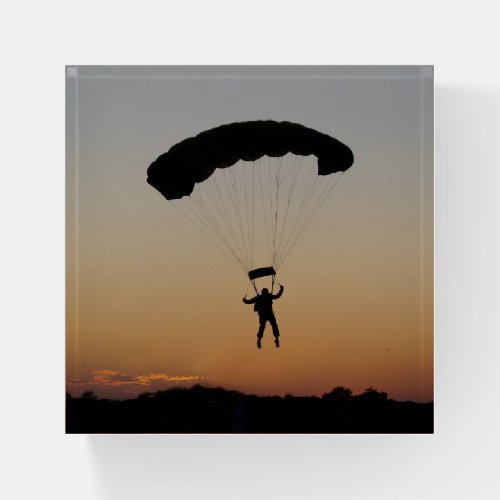 Skydiver Parachute at Sunset Sky Diver Paperweight