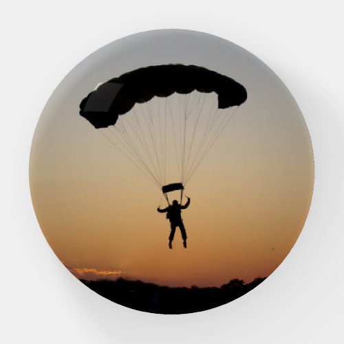 Skydiver Parachute at Sunset Sky Diver Paperweight