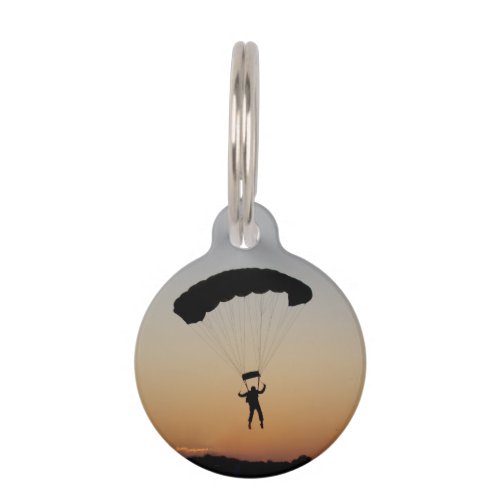 Skydiver Parachute at Sunset Sky Diver Pet ID Tag