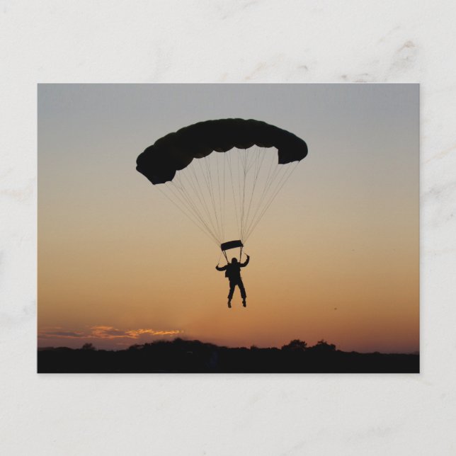 Skydiver Parachute at Sunset Sky Diver Postcard (Front)