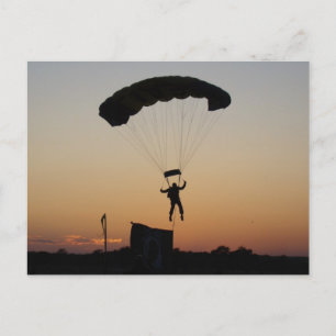 Skydiver Parachute at Sunset Sky Diver Postcard