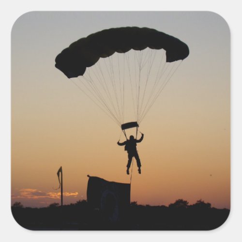 Skydiver Parachute at Sunset Sky Diver Square Sticker