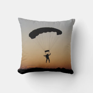 Skydiver Parachute at Sunset Sky Diver Throw Pillow