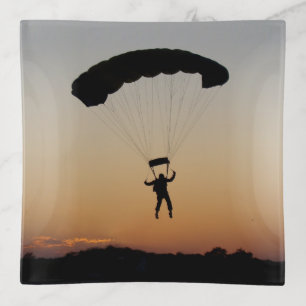 Skydiver Parachute at Sunset Sky Diver Trinket Tray