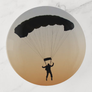 Skydiver Parachute at Sunset Sky Diver Trinket Tray