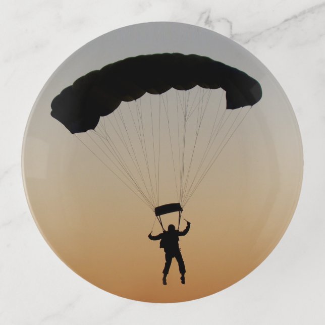 Skydiver Parachute at Sunset Sky Diver Trinket Tray (Front)