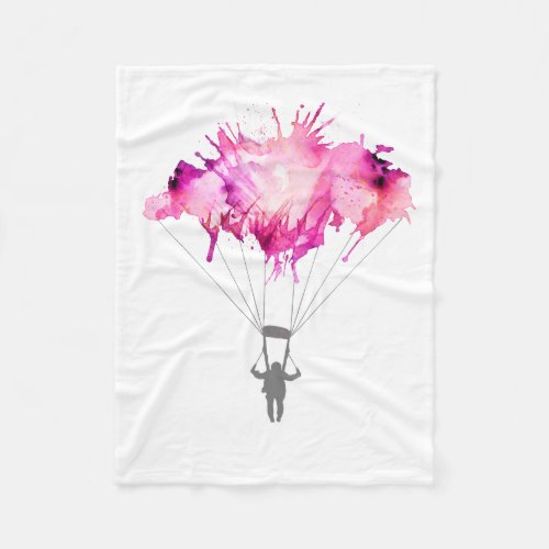 Skydiver Parachute Skydiving Parachuting Art Gift Fleece Blanket
