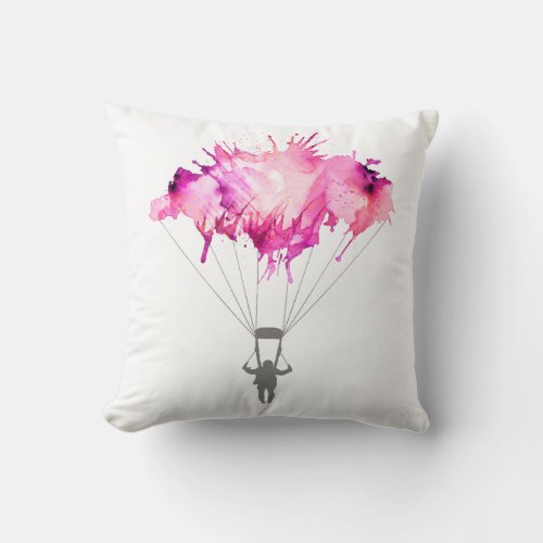 Skydiver Parachute Skydiving Parachuting Art Gift Throw Pillow