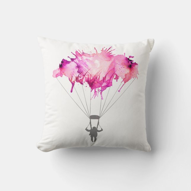 Skydiver Parachute Skydiving Parachuting Art Gift Throw Pillow (Front)
