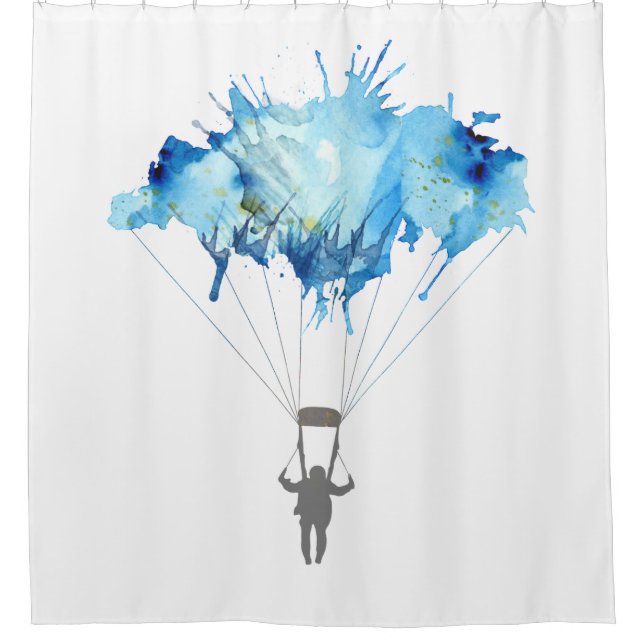 Skydiver Parachute. Skydiving Parachuting. Shower Curtain (Front)