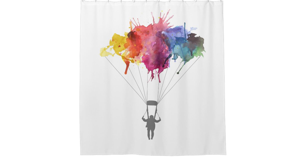 Skydiver Parachute Skydiving, Parachute Shower Curtain Liner