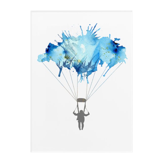 Skydiver, Parachute. Skydiving Sport. Parachuting Acrylic Print (Front)