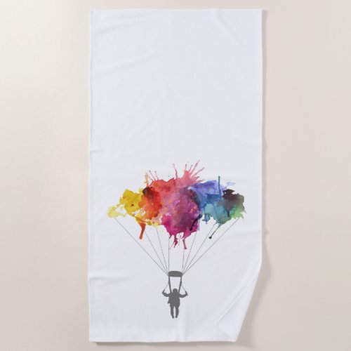 Skydiver Parachute Skydiving Sport Parachuting Beach Towel