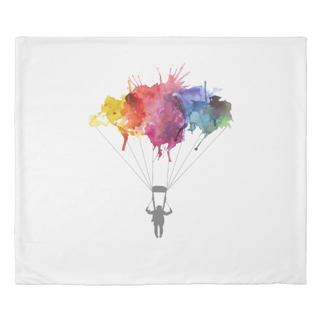 Skydiver, Parachute. Skydiving Sport. Parachuting Duvet Cover (Front)