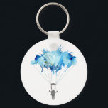 Skydiver, Parachute. Skydiving Sport. Parachuting Keychain<br><div class="desc">Skydiver, Parachute. Parachuting Sport. Skydiving.
Watercolor Art Illustration.
Key Chain, Keychain.
This skydiving tee with the watercolor parachutist makes a cute gift for a
sky diving woman or man or someone who just loves this awesome "heavenly" sport.
Parachutist hanging on a colorful watercolor splash cloud.</div>