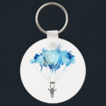 Skydiver, Parachute. Skydiving Sport. Parachuting Keychain<br><div class="desc">Skydiver,  Parachute. Parachuting Sport. Skydiving. 
Watercolor Art Illustration.
Key Chain,  Keychain.

This skydiving tee with the watercolor parachutist makes a cute gift for a
sky diving woman or man or someone who just loves this awesome "heavenly" sport.
Parachutist hanging on a colorful watercolor splash cloud.</div>