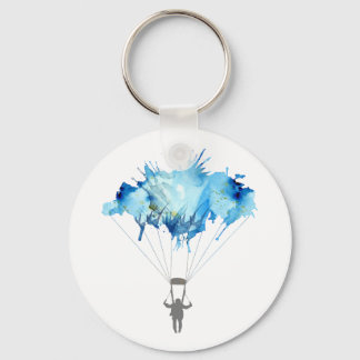 Skydiver, Parachute. Skydiving Sport. Parachuting Keychain