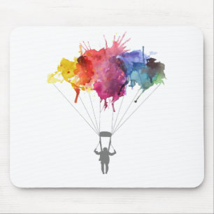 Skydiver, Parachute. Skydiving Sport. Parachuting Mouse Pad