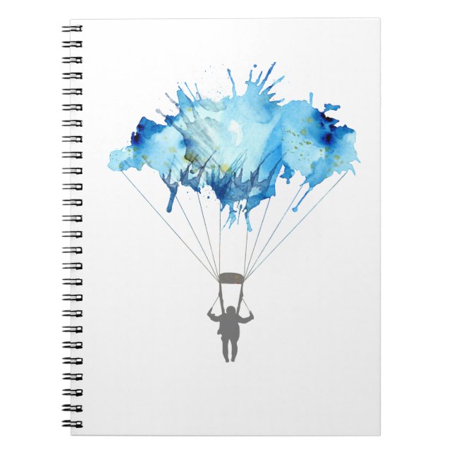 Skydiver, Parachute. Skydiving Sport. Parachuting Notebook (Front)