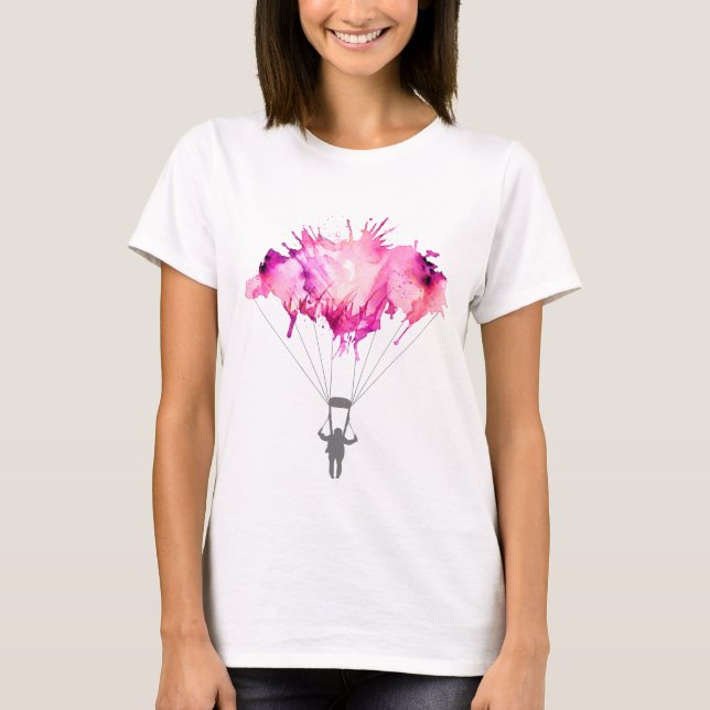 Skydiver, Parachute. Skydiving Sport. Parachuting T-Shirt (Front)