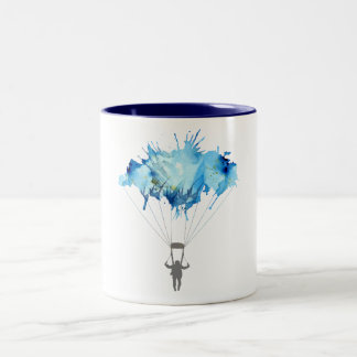 Skydiver, Parachute. Skydiving Sport. Parachuting Two-Tone Coffee Mug