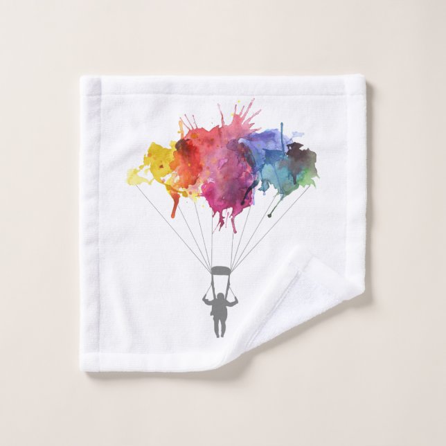 Skydiver, Parachute. Skydiving Sport. Parachuting Wash Cloth (Wash Cloth)