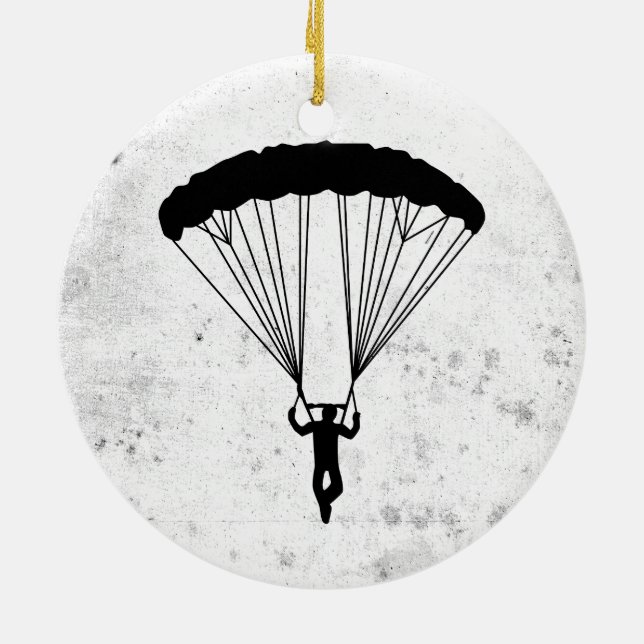 skydiver silhouette ceramic ornament (Back)