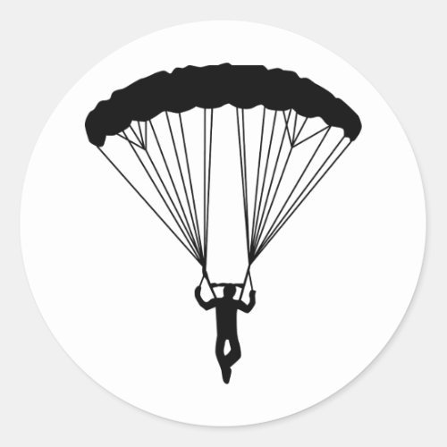 skydiver silhouette classic round sticker