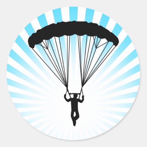 skydiver silhouette classic round sticker