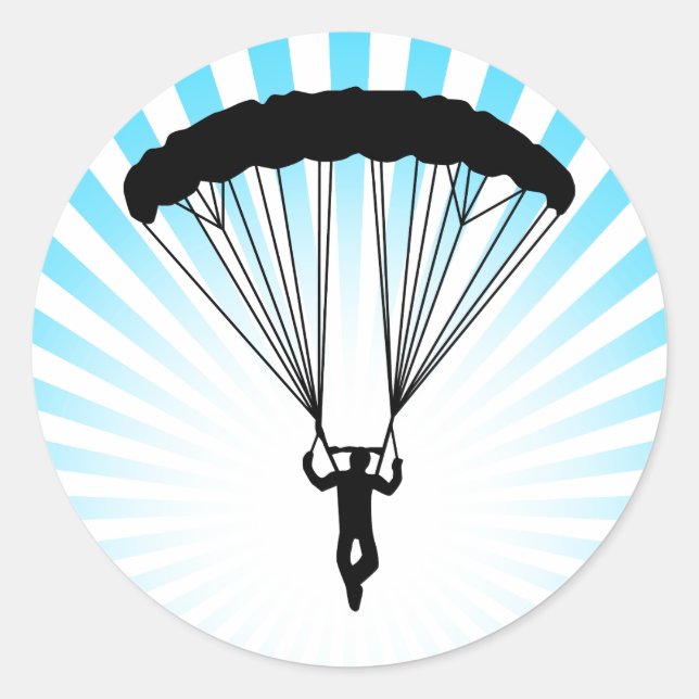 skydiver silhouette classic round sticker (Front)